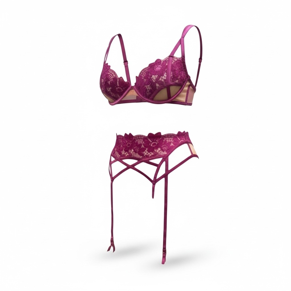 For Love & Lemons Aimee Bra Garter Set Lace Lingerie NWT Size Medium ❤️ - Picture 2 of 3
